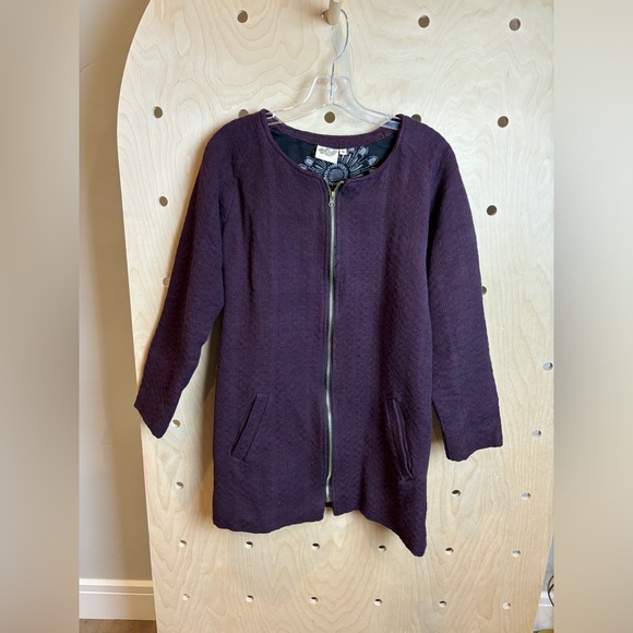 Ekadesma Burgundy Zip Up Jacquard Nepalese Jacket Medium - Picture 1 of 6